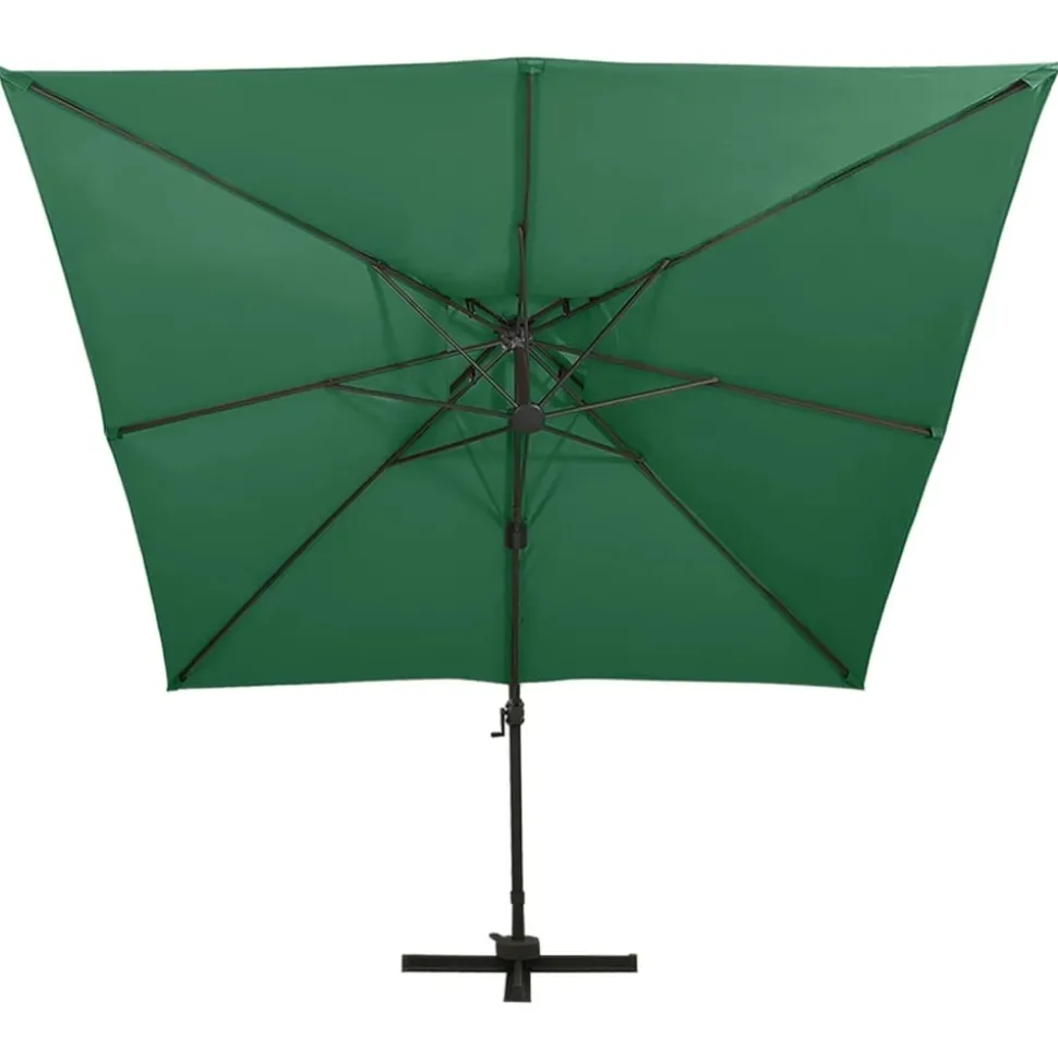 MAISON EXCLUSIVE - Parasol de jardin en porte-à-faux avec double toit vert