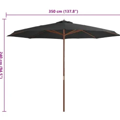 MAISON EXCLUSIVE - Parasol d'extérieur avec mât en bois 350 cm anthracite