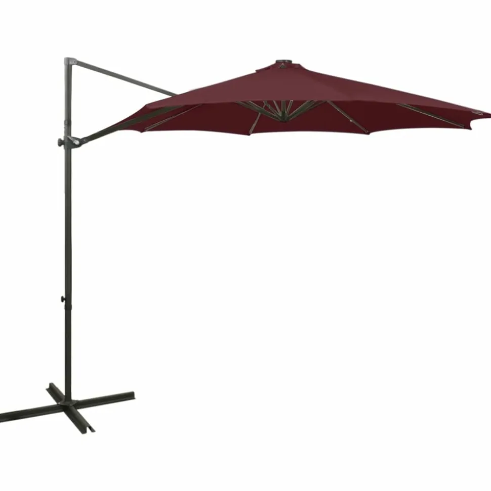 MAISON EXCLUSIVE - Parasol de jardin en porte-à-faux avec mât et lumières led