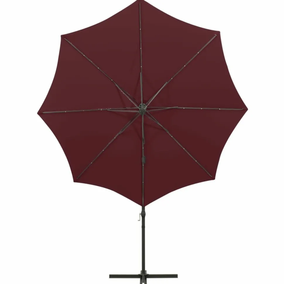 MAISON EXCLUSIVE - Parasol de jardin en porte-à-faux avec mât et lumières led