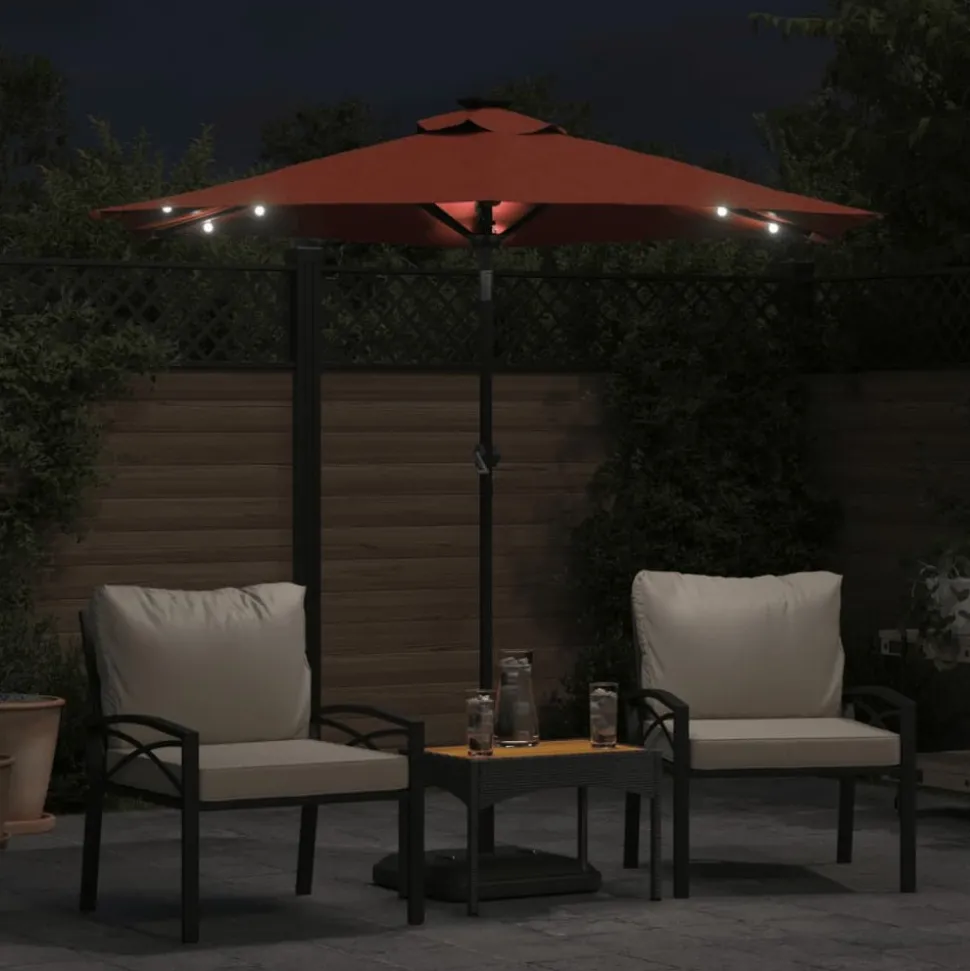 MAISON EXCLUSIVE - Parasol de jardin led et mât en acier terre cuite 225x225x212cm