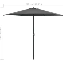 MAISON EXCLUSIVE - Parasol de jardin et mât en aluminium 270x246 cm anthracite
