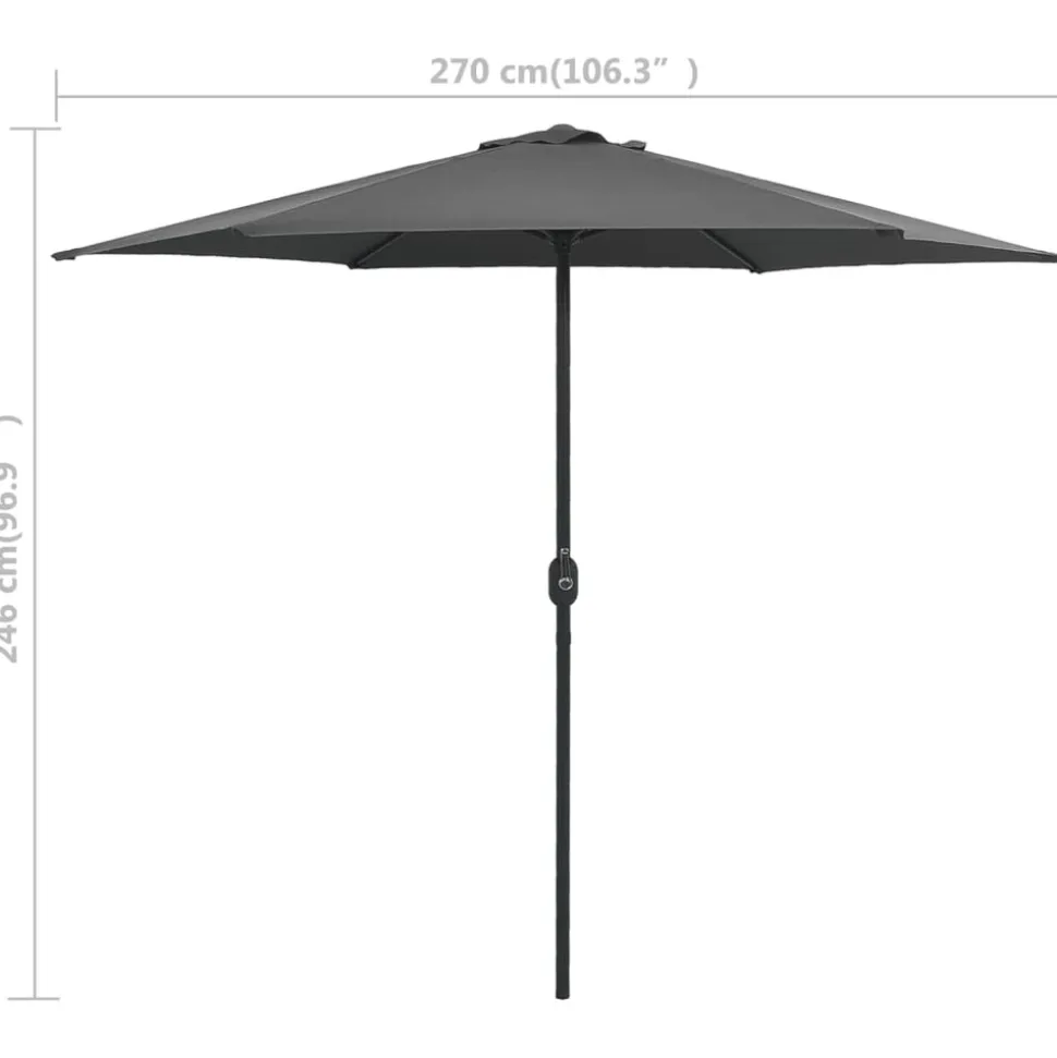 MAISON EXCLUSIVE - Parasol de jardin et mât en aluminium 270x246 cm anthracite