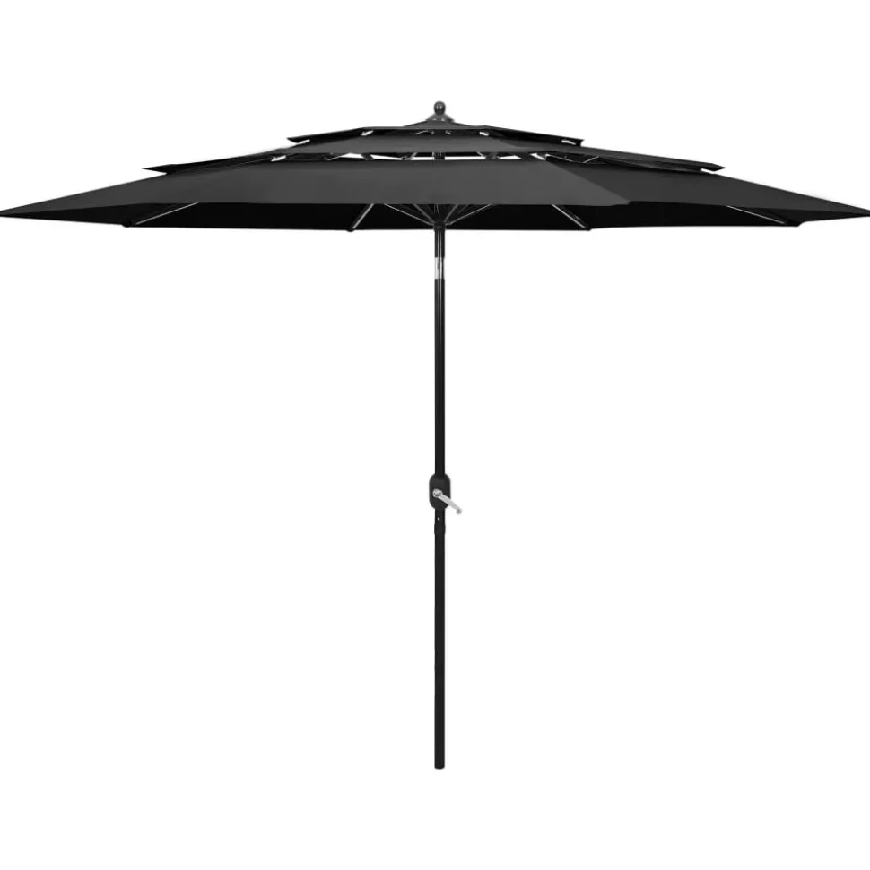 MAISON EXCLUSIVE - Parasol de jardin à 3 niveaux avec mât en aluminium anthracite