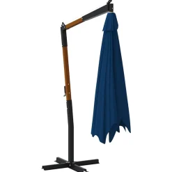 MAISON EXCLUSIVE - Parasol de jardin en porte-à-faux avec mât en bois bleu azuré