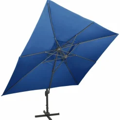 MAISON EXCLUSIVE - Parasol de jardin en porte-à-faux avec double toit bleu azuré