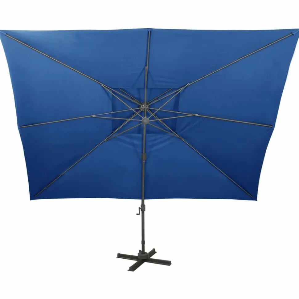 MAISON EXCLUSIVE - Parasol de jardin en porte-à-faux avec double toit bleu azuré