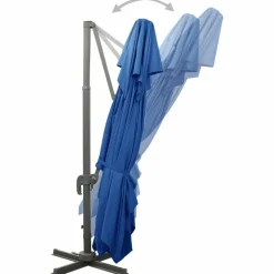 MAISON EXCLUSIVE - Parasol de jardin en porte-à-faux avec double toit bleu azuré