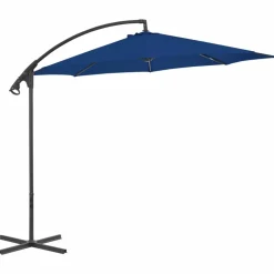 MAISON EXCLUSIVE - Parasol de jardin en porte-à-faux avec mât en acier bleu azuré