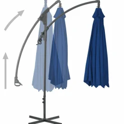MAISON EXCLUSIVE - Parasol de jardin en porte-à-faux avec mât en acier bleu azuré