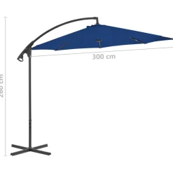 MAISON EXCLUSIVE - Parasol de jardin en porte-à-faux avec mât en acier bleu azuré