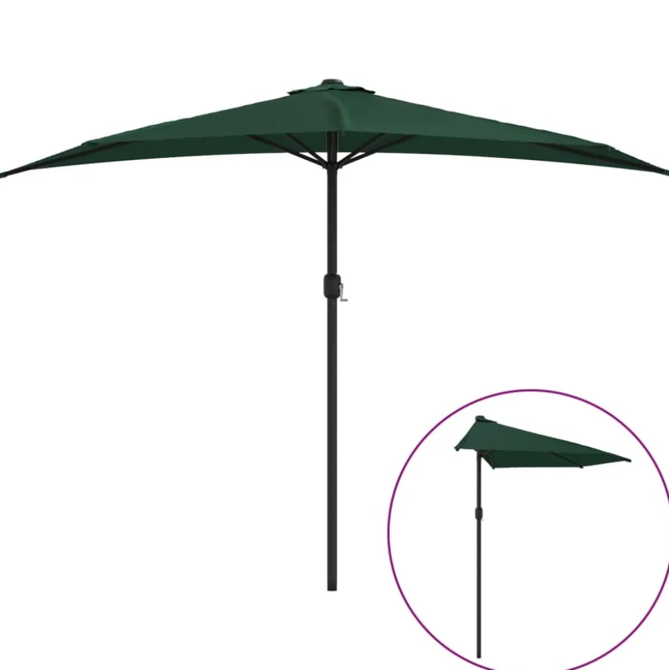 MAISON EXCLUSIVE - Parasol de balcon avec mât en aluminium vert 300x155 cm demi