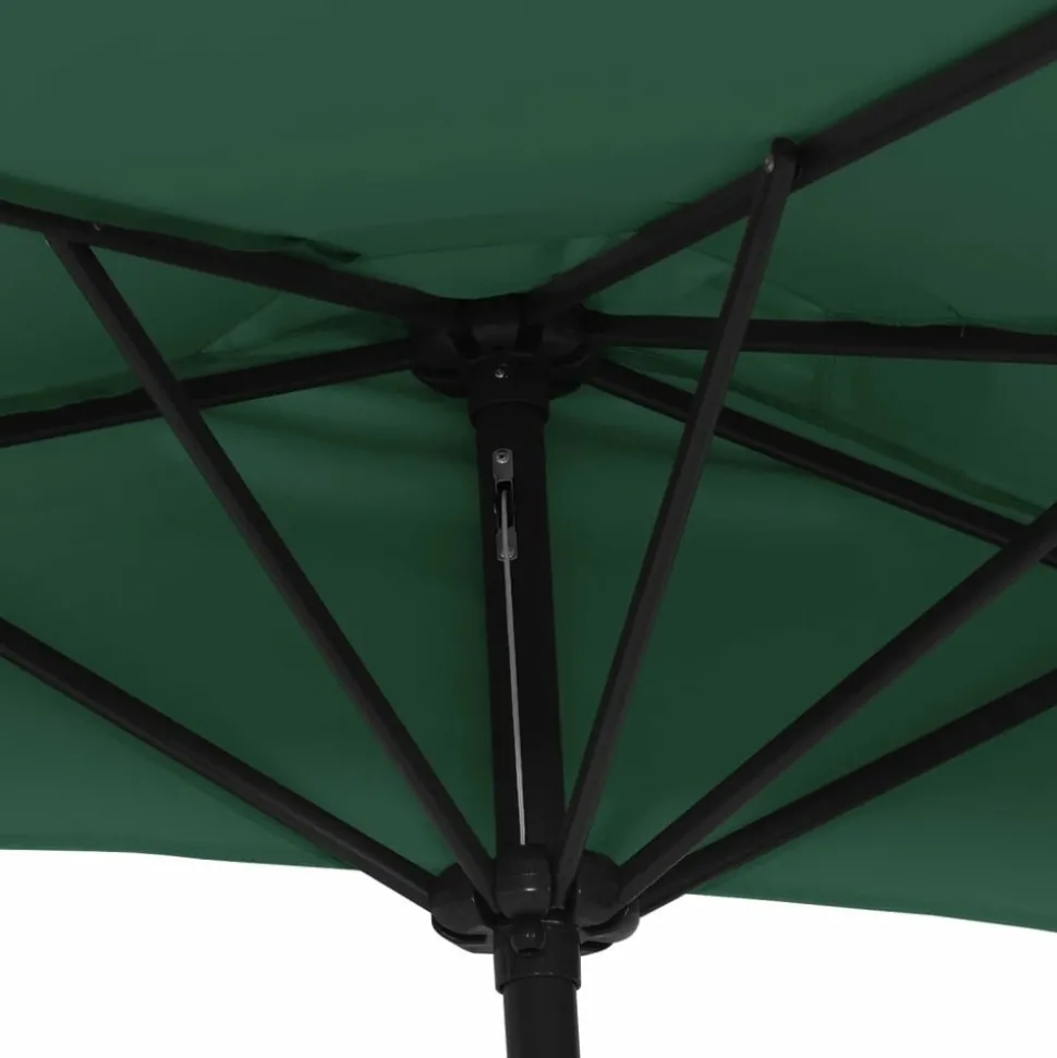 MAISON EXCLUSIVE - Parasol de balcon avec mât en aluminium vert 300x155 cm demi