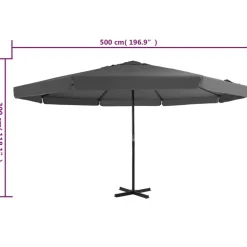 MAISON EXCLUSIVE - Parasol d'extérieur avec mât en aluminium 500 cm anthracite