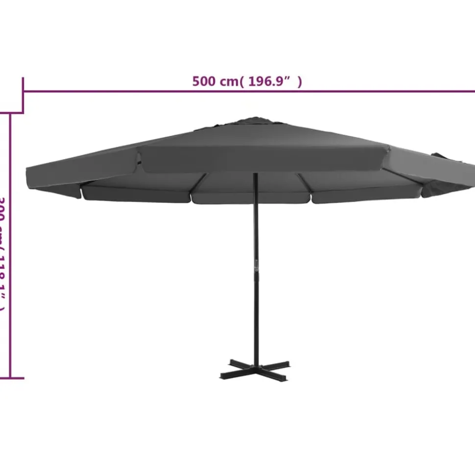 MAISON EXCLUSIVE - Parasol d'extérieur avec mât en aluminium 500 cm anthracite