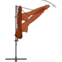 MAISON EXCLUSIVE - Parasol de jardin en porte-à-faux avec mât en acier terre cuite