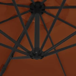 MAISON EXCLUSIVE - Parasol de jardin en porte-à-faux avec mât en acier terre cuite