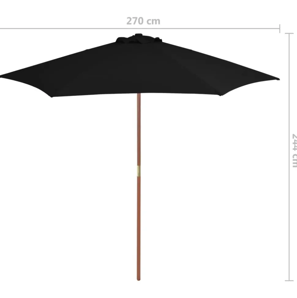 MAISON EXCLUSIVE - Parasol de jardin avec mât en bois noir 270 cm