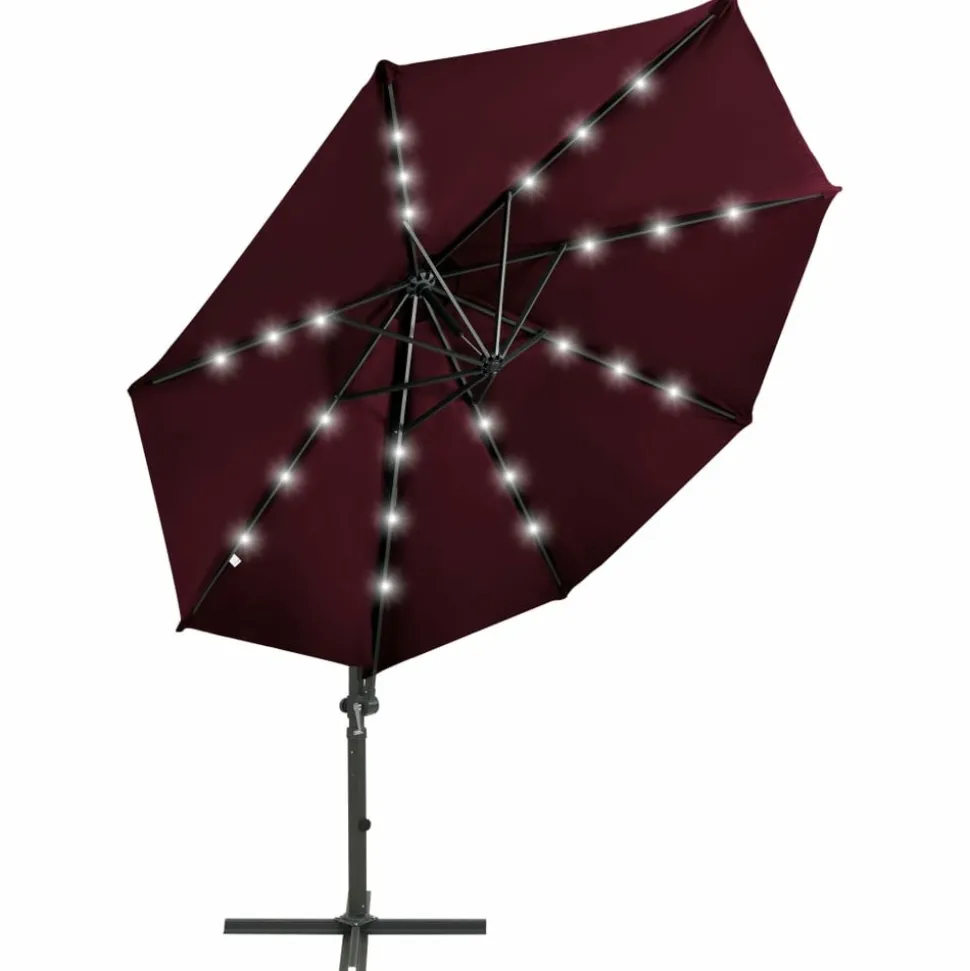 MAISON EXCLUSIVE - Parasol de jardin en porte-à-faux avec mât et lumières led
