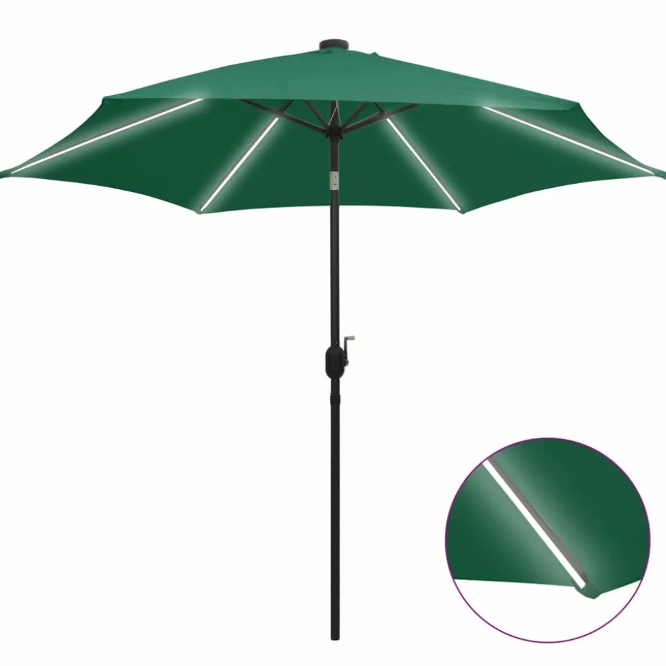 MAISON EXCLUSIVE - Parasol de jardin avec lumières led et mât en aluminium vert