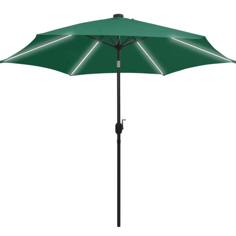 MAISON EXCLUSIVE - Parasol de jardin avec lumières led et mât en aluminium vert