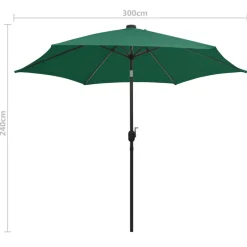 MAISON EXCLUSIVE - Parasol de jardin avec lumières led et mât en aluminium vert