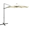 MAISON EXCLUSIVE - Parasol de jardin en porte-à-faux et mât et lumières led sable