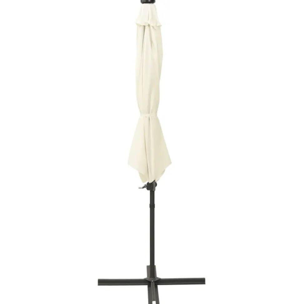 MAISON EXCLUSIVE - Parasol de jardin en porte-à-faux et mât et lumières led sable