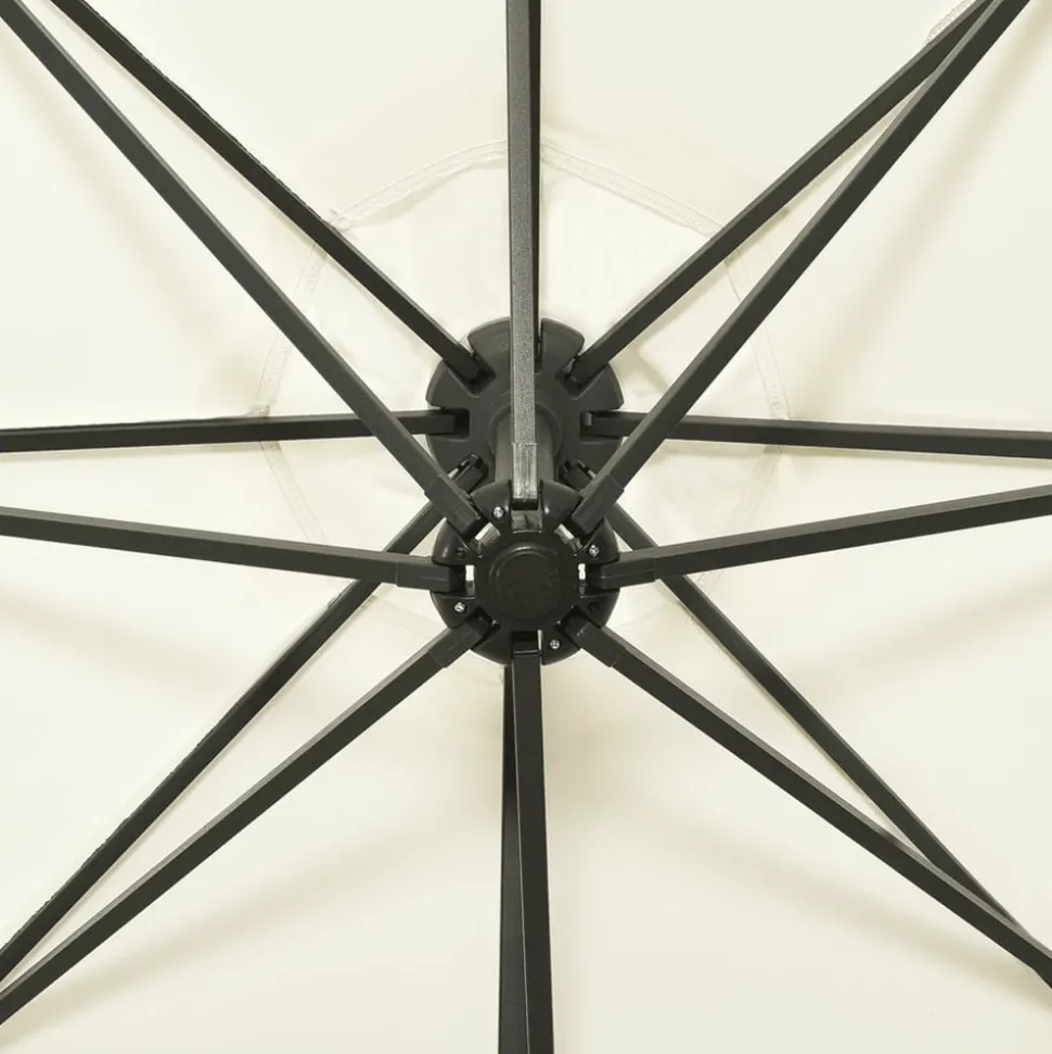 MAISON EXCLUSIVE - Parasol de jardin en porte-à-faux et mât et lumières led sable