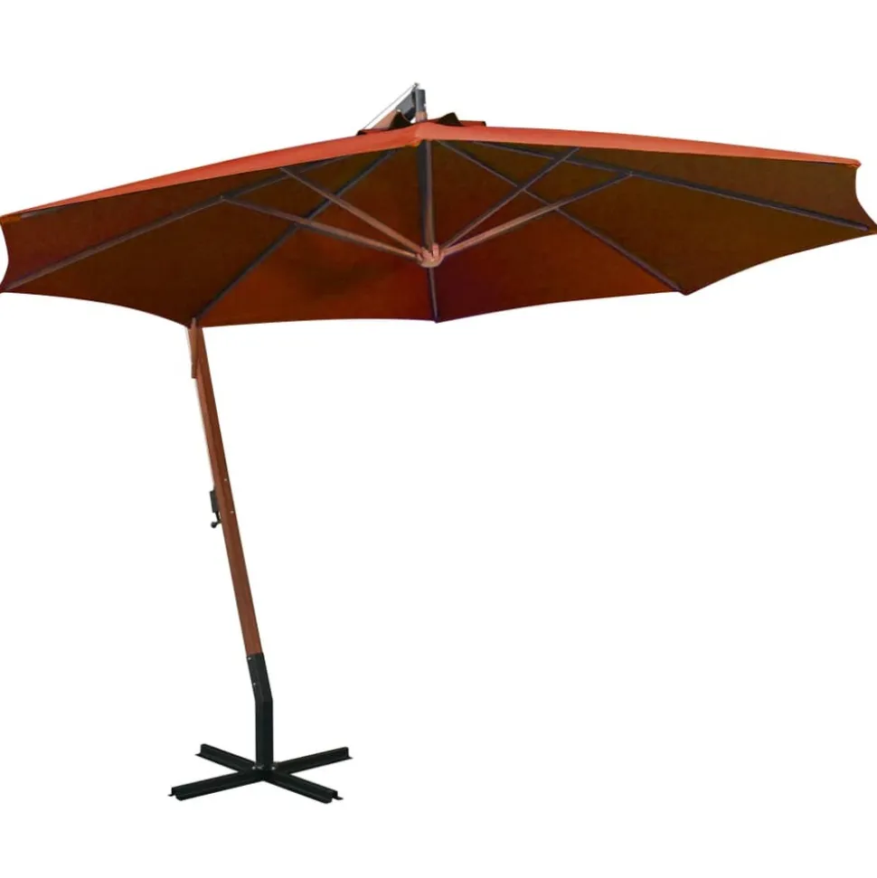 MAISON EXCLUSIVE - Parasol de jardin suspendu avec mât terre cuite bois de sapin