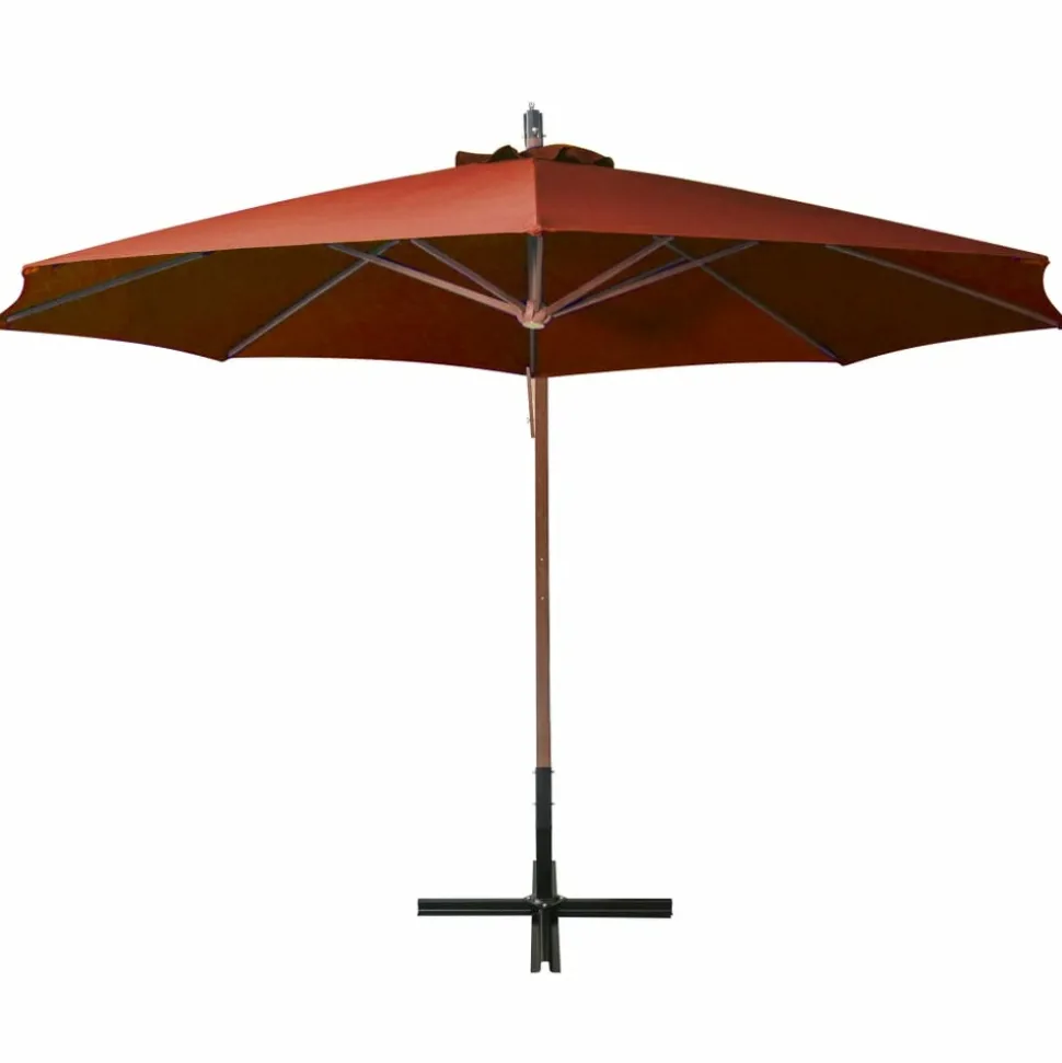 MAISON EXCLUSIVE - Parasol de jardin suspendu avec mât terre cuite bois de sapin