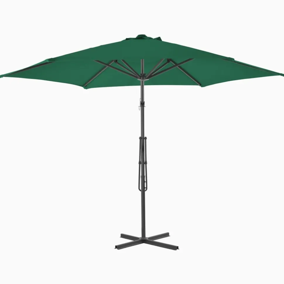 MAISON EXCLUSIVE - Parasol d'extérieur avec mât en acier 300 cm vert