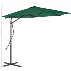 MAISON EXCLUSIVE - Parasol d'extérieur avec mât en acier 300 cm vert