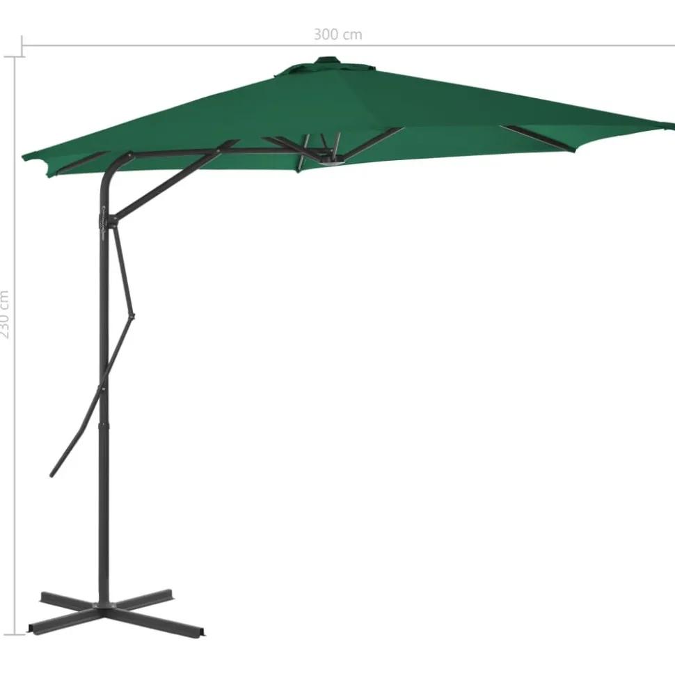 MAISON EXCLUSIVE - Parasol d'extérieur avec mât en acier 300 cm vert