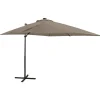 MAISON EXCLUSIVE - Parasol de jardin en porte-à-faux et mât et lumières led taupe