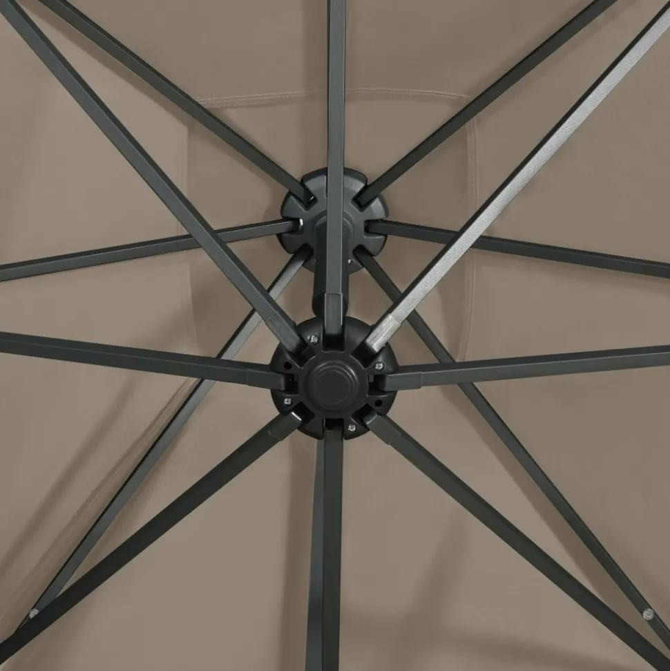 MAISON EXCLUSIVE - Parasol de jardin en porte-à-faux et mât et lumières led taupe