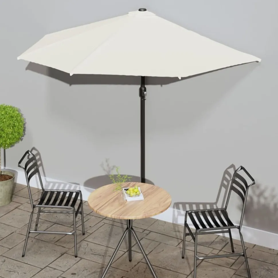 MAISON EXCLUSIVE - Parasol de balcon avec mât en aluminium sable 270x144 cm demi