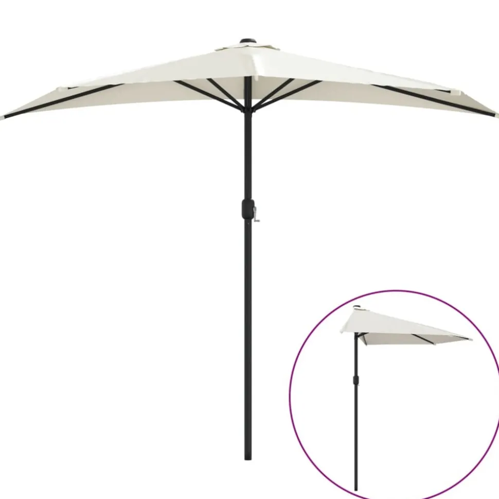 MAISON EXCLUSIVE - Parasol de balcon avec mât en aluminium sable 270x144 cm demi