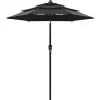 MAISON EXCLUSIVE - Parasol de jardin à 3 niveaux avec mât en aluminium noir