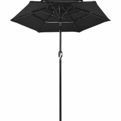 MAISON EXCLUSIVE - Parasol de jardin à 3 niveaux avec mât en aluminium noir