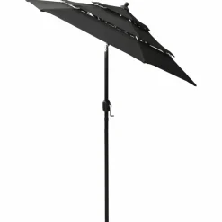 MAISON EXCLUSIVE - Parasol de jardin à 3 niveaux avec mât en aluminium noir