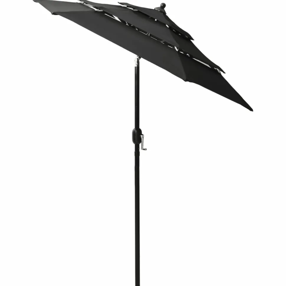 MAISON EXCLUSIVE - Parasol de jardin à 3 niveaux avec mât en aluminium noir