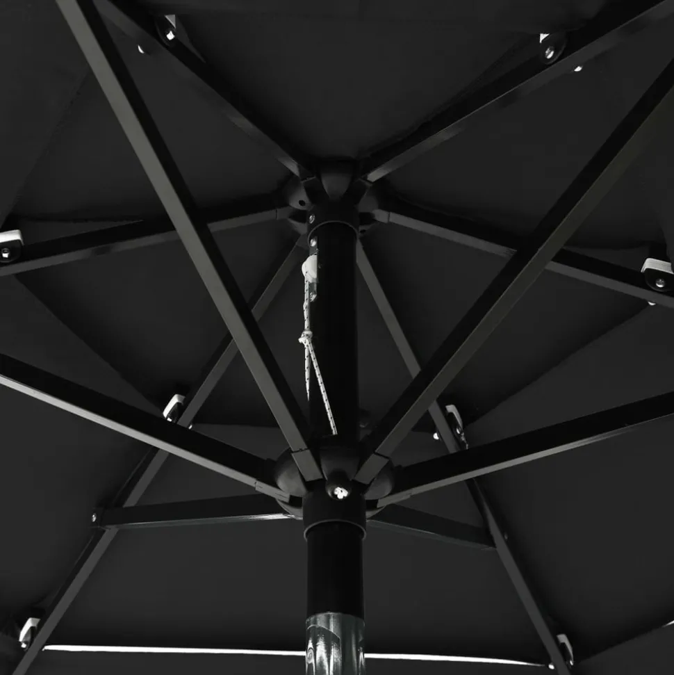 MAISON EXCLUSIVE - Parasol de jardin à 3 niveaux avec mât en aluminium noir