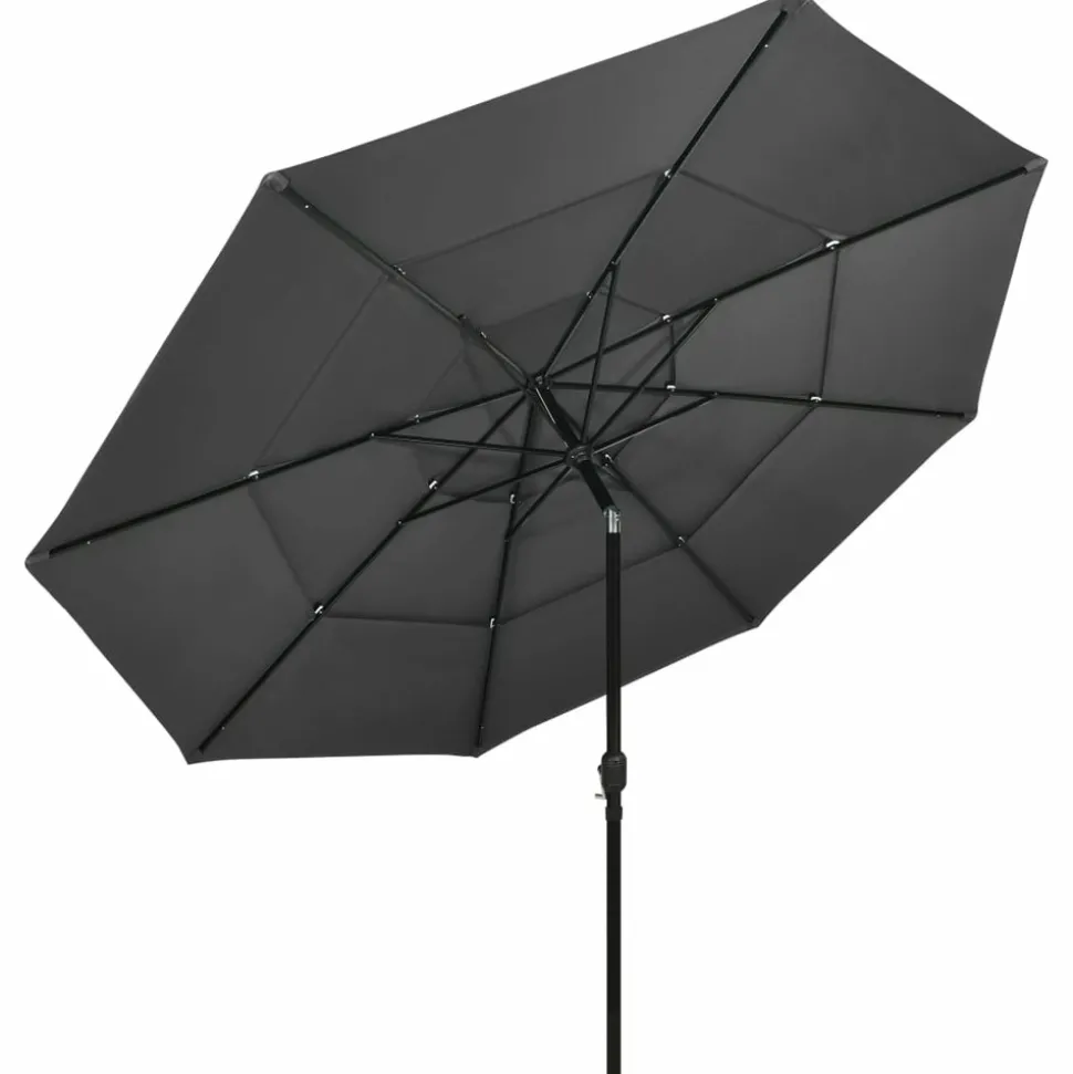 MAISON EXCLUSIVE - Parasol de jardin à 3 niveaux avec mât en aluminium anthracite