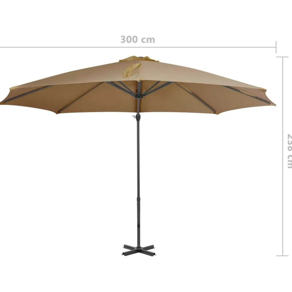 MAISON EXCLUSIVE - Parasol de jardin en porte-à-faux et poteau en aluminium taupe