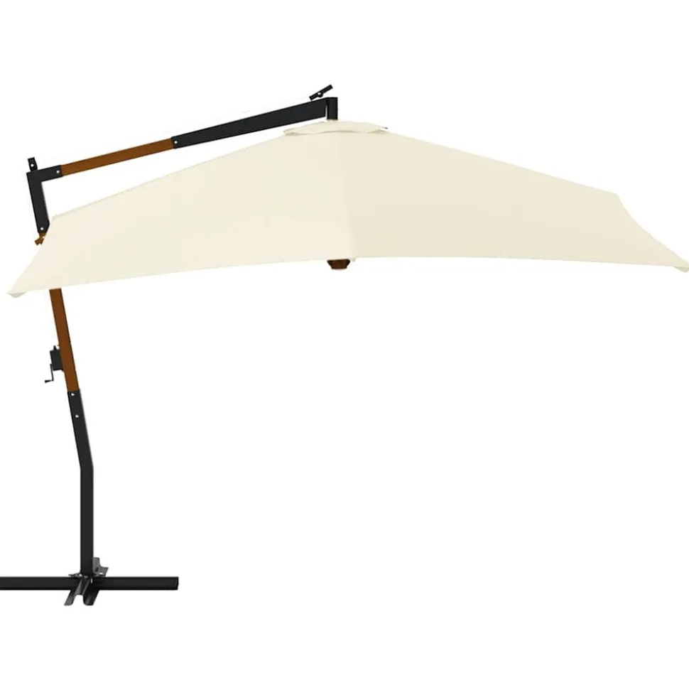 MAISON EXCLUSIVE - Parasol de jardin en porte-à-faux avec mât en bois blanc sable
