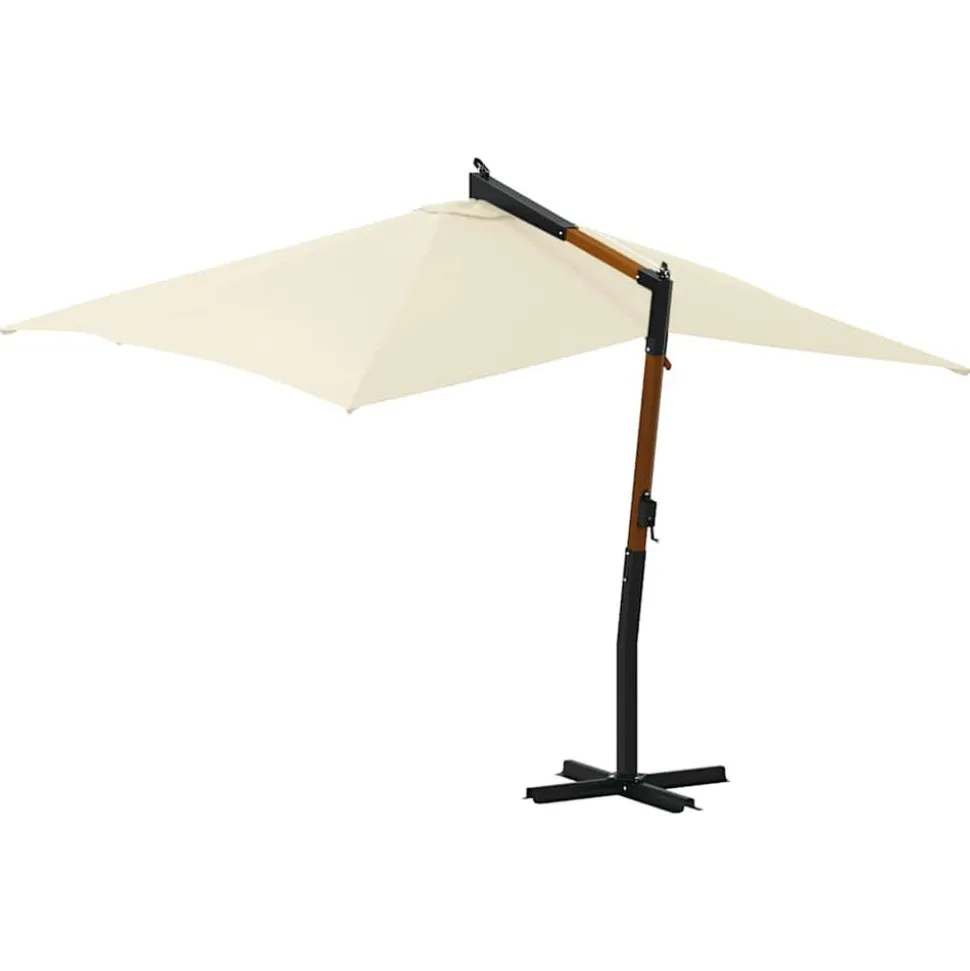 MAISON EXCLUSIVE - Parasol de jardin en porte-à-faux avec mât en bois blanc sable