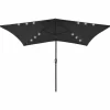 MAISON EXCLUSIVE - Parasol de jardin avec led et mât en acier noir 2x3 m