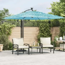 MAISON EXCLUSIVE - Parasol de jardin avec mât en acier bleu 269x269x235 cm
