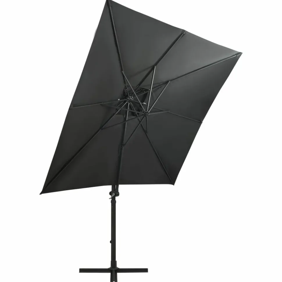 MAISON EXCLUSIVE - Parasol de jardin en porte-à-faux avec mât et lumières led